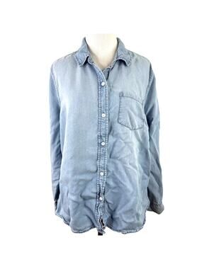 Lola River Women's Light Blue Chambray Button Up Tencel Shirt Size Large